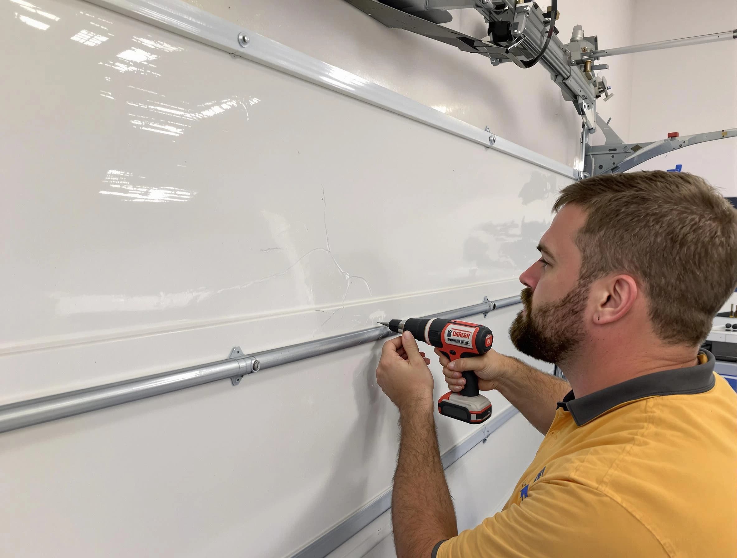 Youngtown Garage Door Repair expert performing dent repair on garage door in Youngtown