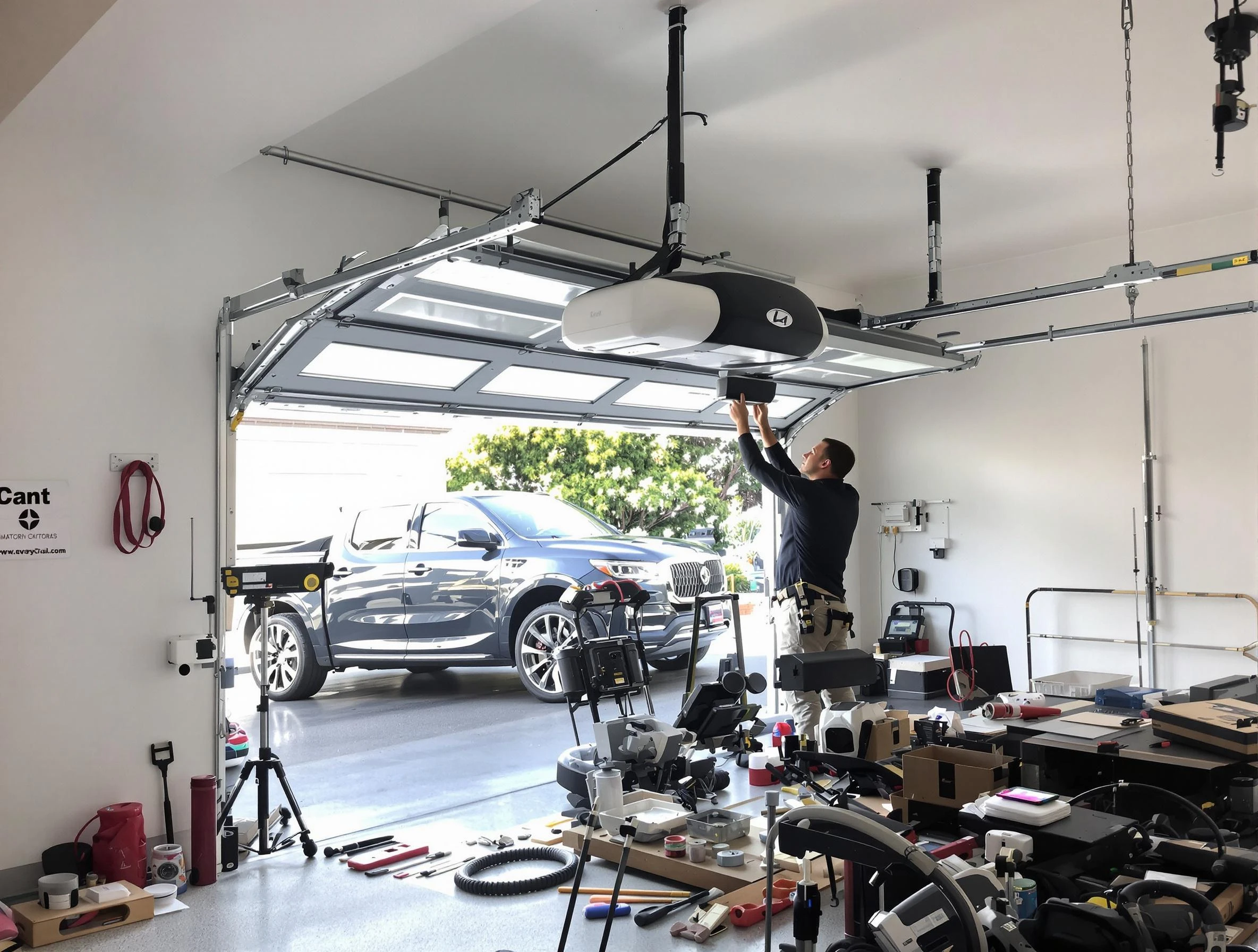 Youngtown Garage Door Repair specialist installing smart garage door opener system in Youngtown home