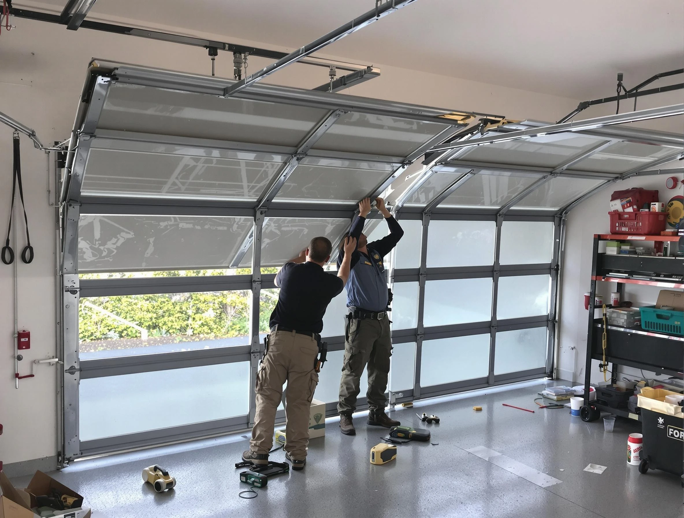 Youngtown Garage Door Repair expert performing precise panel replacement on Youngtown garage door