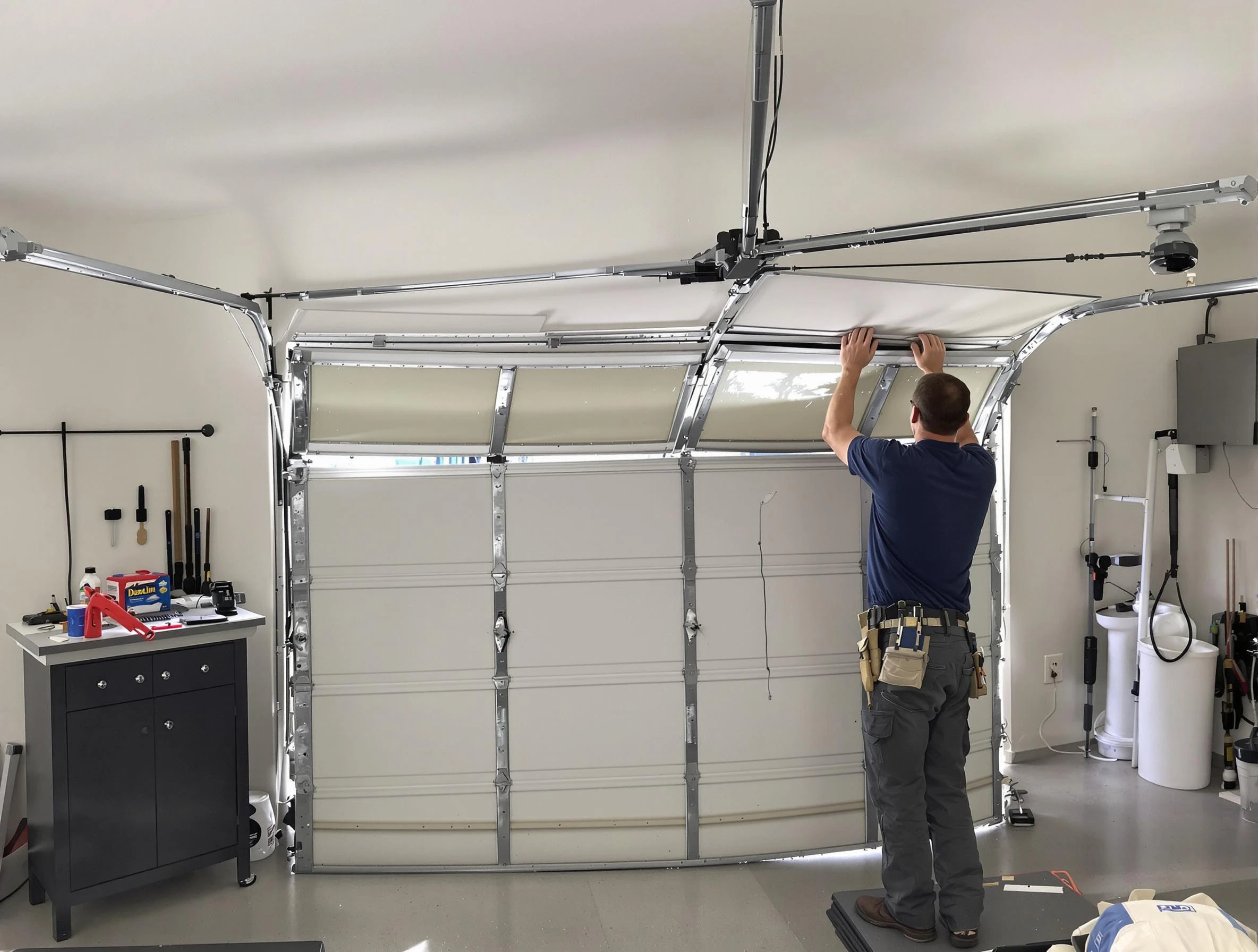 Youngtown Garage Door Repair specialist performing precise section replacement on Youngtown garage door
